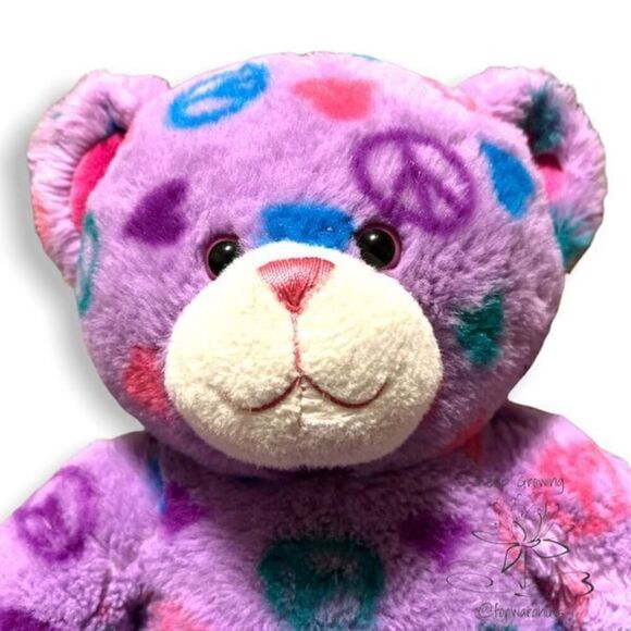 Build-A-Bear 2011 Peace Sign Purple Teddy Bear - 15" Plush Toy - Picture 3 of 8